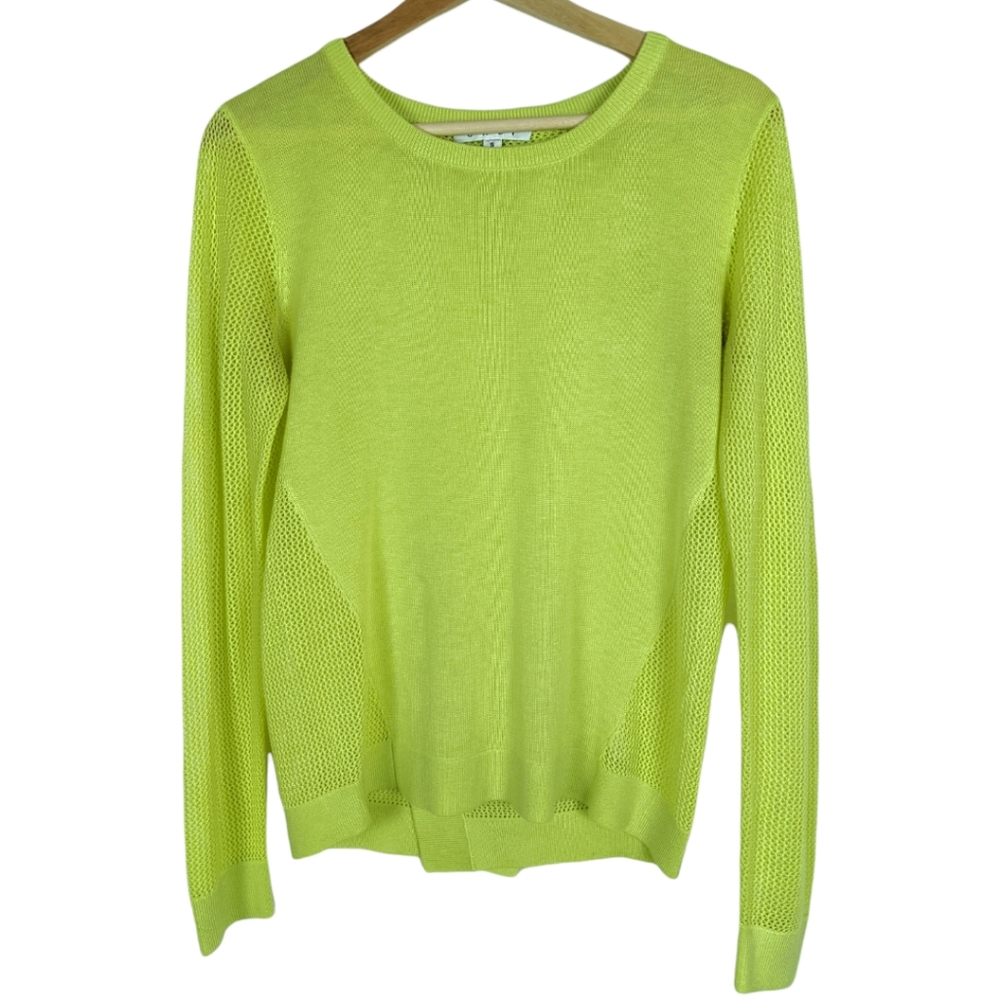 Cabi Split Back Lime Green Sweater - image 3
